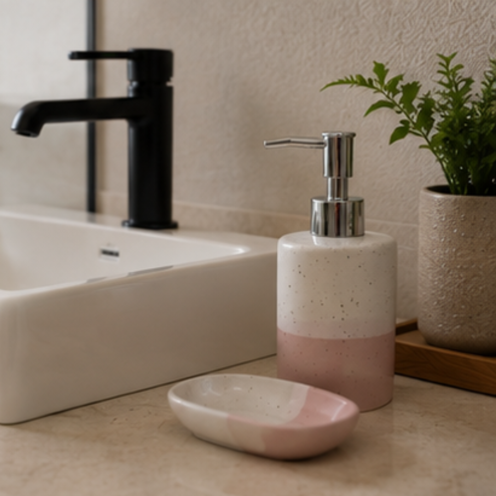 Conjunto Banheiro Cerâmica Wave - 280ml Rosa