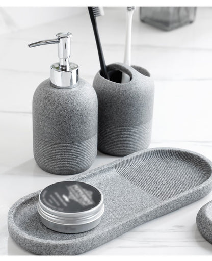 Conjunto de Acessórios para Banheiro em Resina, 5 Peças - Bege