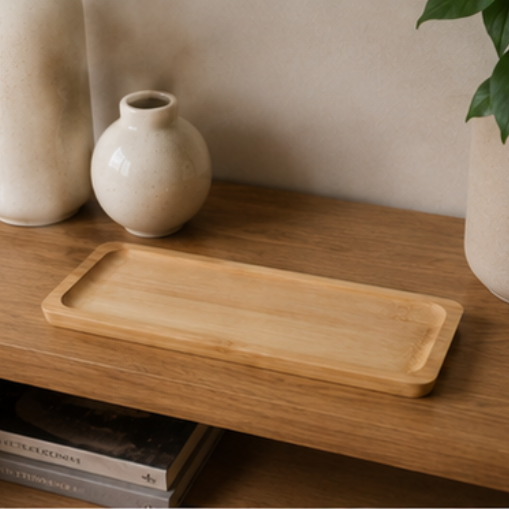 Bandeja Retangular Bambu 28cm