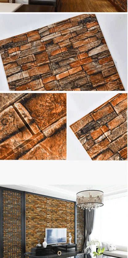 Papel de Parede Autoadesivo 3D Tijolo 70cm à Prova d'Água