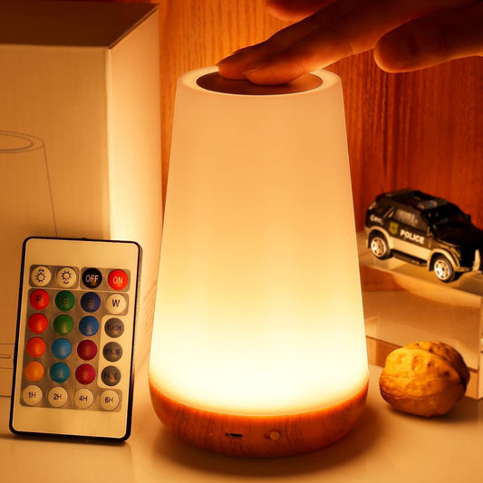 Luminária Noturna LED RGB com Controle Remoto e Toque USB Recarregável