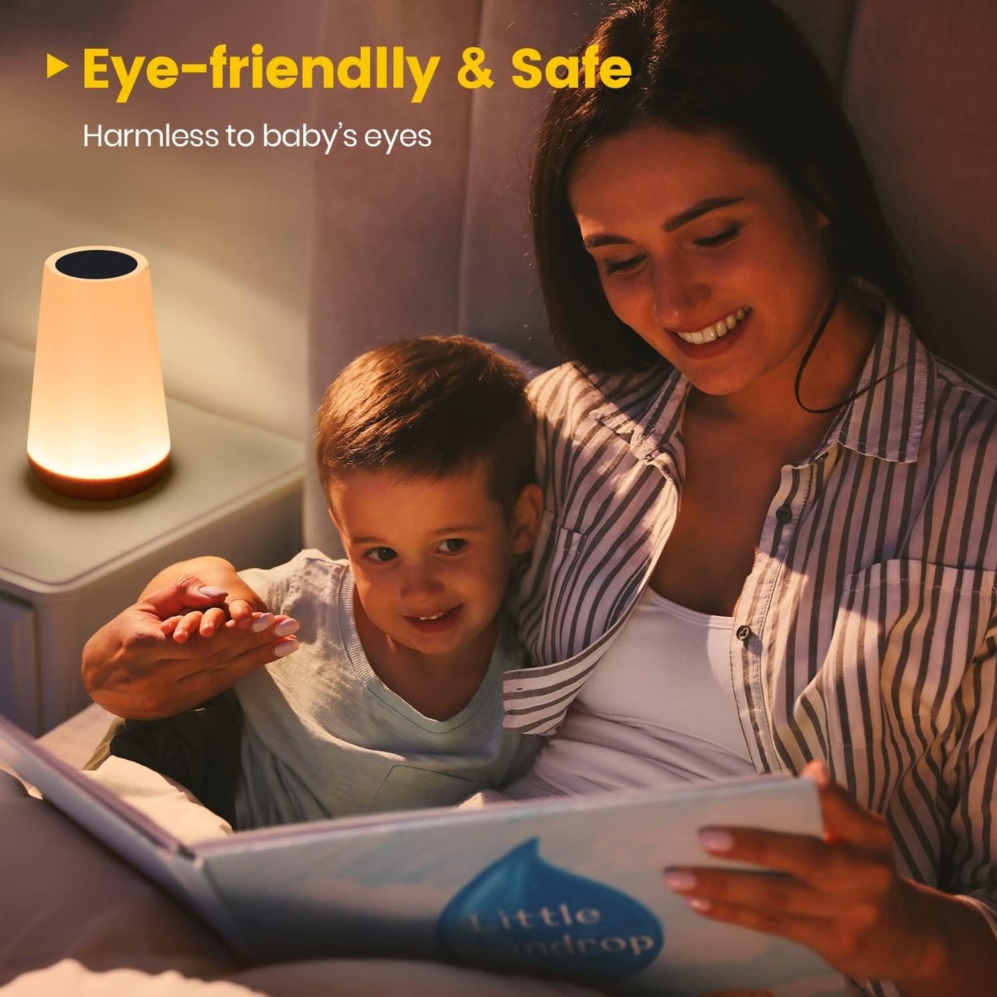 Luminária Noturna LED RGB com Controle Remoto e Toque USB Recarregável