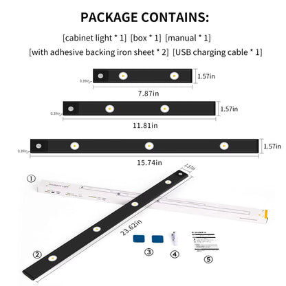 Led ultra fino sob luzes do armário sensor de movimento luz noturna sem fio 3 co