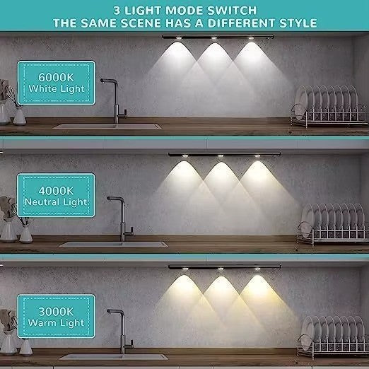 Led ultra fino sob luzes do armário sensor de movimento luz noturna sem fio 3 co