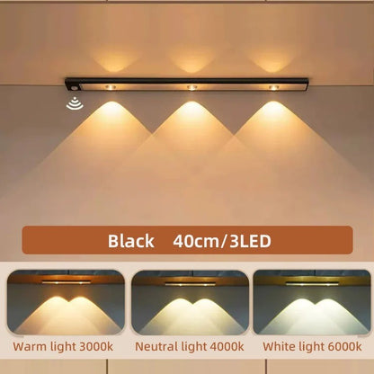 Led ultra fino sob luzes do armário sensor de movimento luz noturna sem fio 3 co