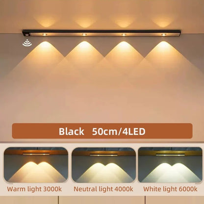 Led ultra fino sob luzes do armário sensor de movimento luz noturna sem fio 3 co