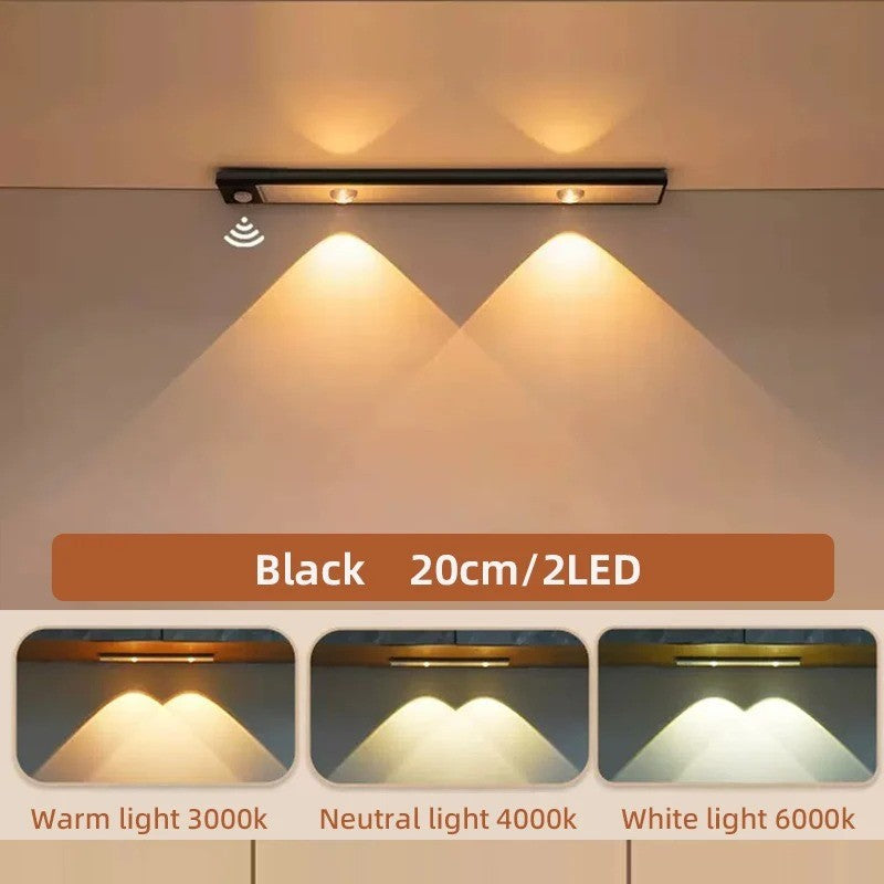 Led ultra fino sob luzes do armário sensor de movimento luz noturna sem fio 3 co