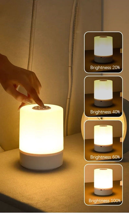 Luminária de Mesa LED Dimerizável para Cabeceira, Abajur Decorativo com Controle de Toque