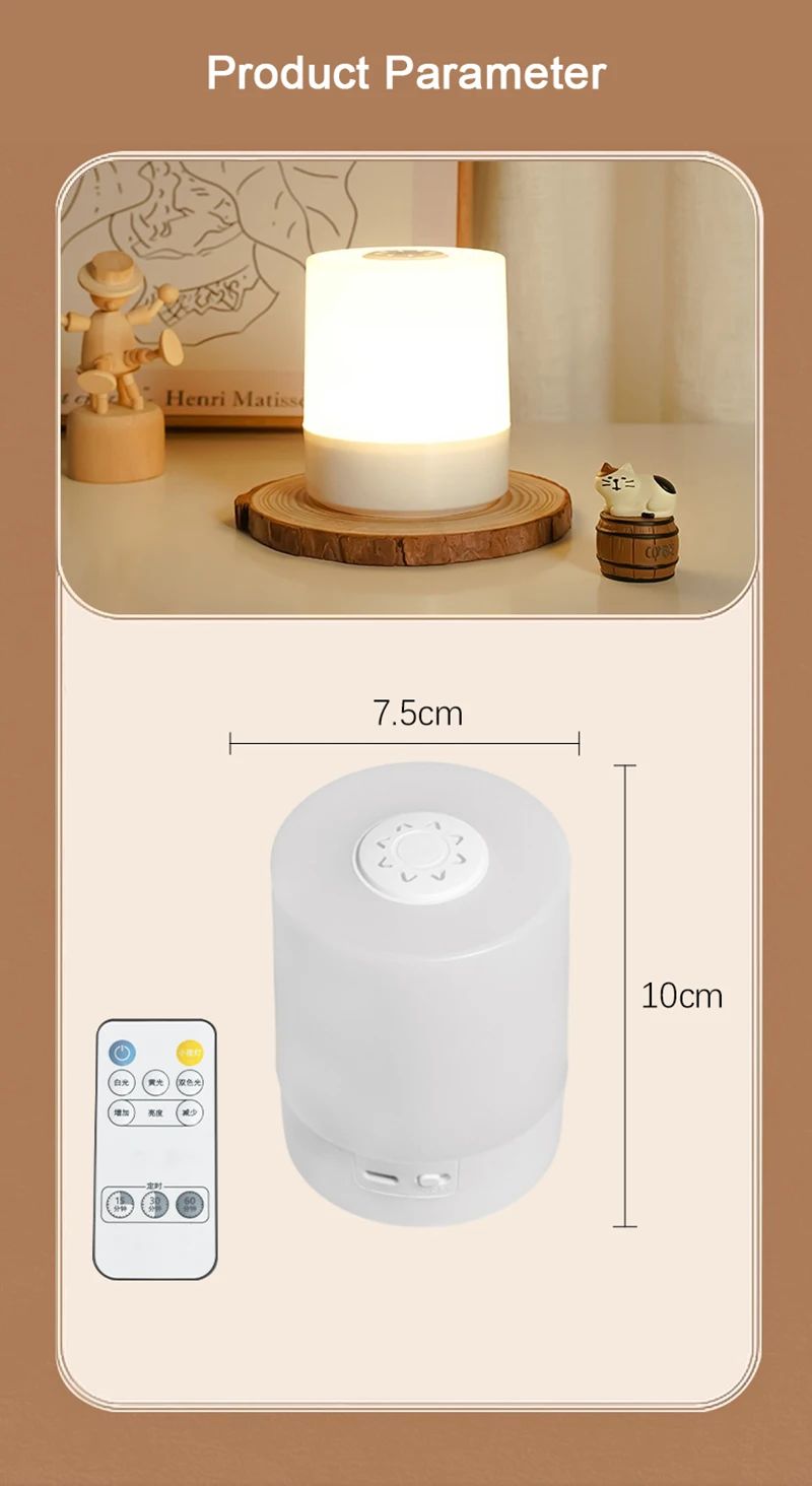 Luminária de Mesa LED Dimerizável para Cabeceira, Abajur Decorativo com Controle de Toque