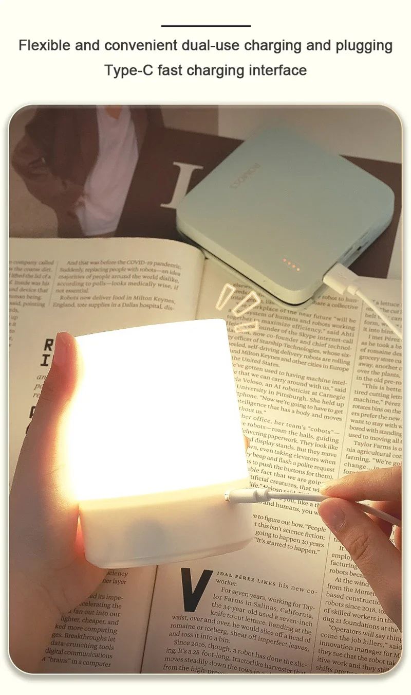 Luminária de Mesa LED Dimerizável para Cabeceira, Abajur Decorativo com Controle de Toque