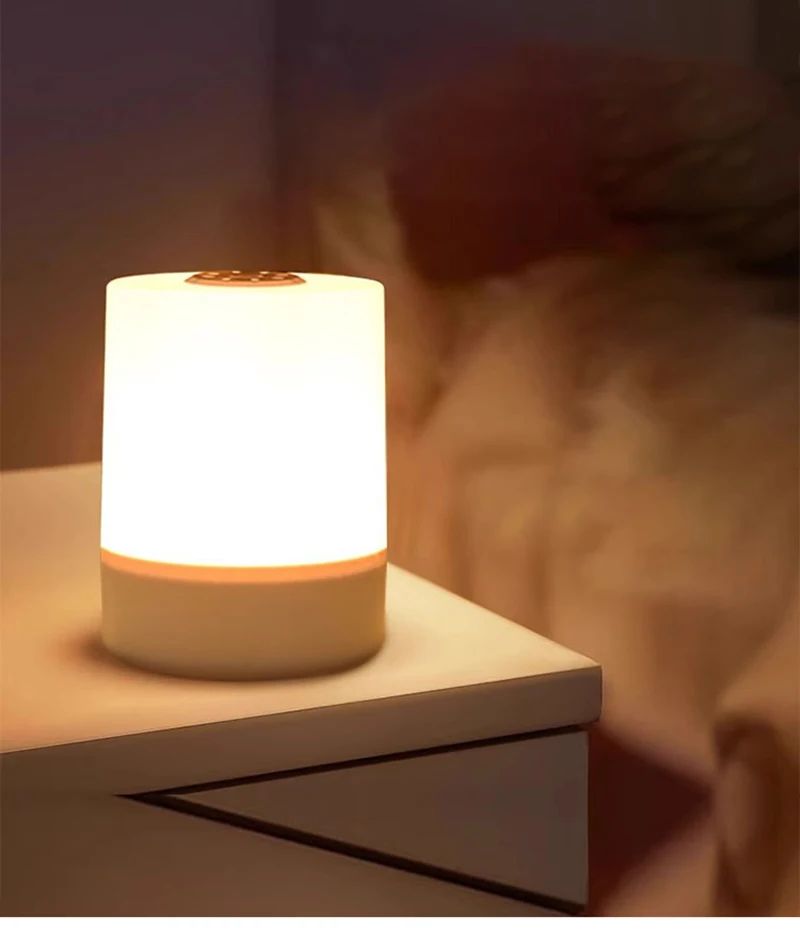 Luminária de Mesa LED Dimerizável para Cabeceira, Abajur Decorativo com Controle de Toque