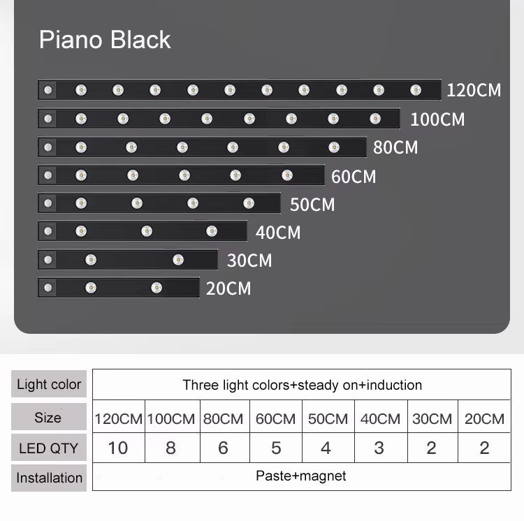 Led ultra fino sob luzes do armário sensor de movimento luz noturna sem fio 3 co