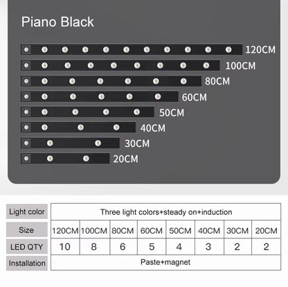 Led ultra fino sob luzes do armário sensor de movimento luz noturna sem fio 3 co