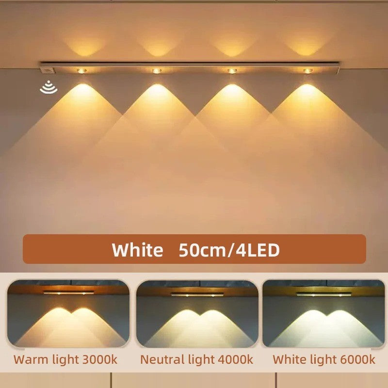 Led ultra fino sob luzes do armário sensor de movimento luz noturna sem fio 3 co