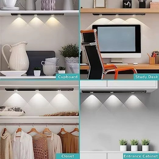 Led ultra fino sob luzes do armário sensor de movimento luz noturna sem fio 3 co